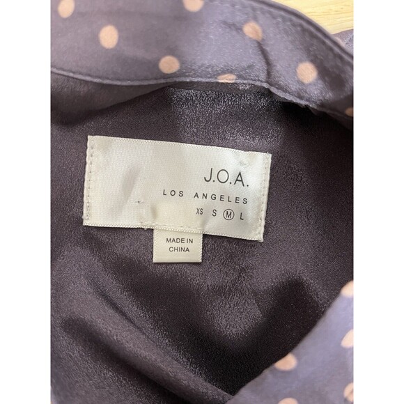J.O.A. Los Angeles  Top Grey/ Mauve W/ Blush Polka Dot Bell  Long sleeve Sz Med. - Picture 5 of 10